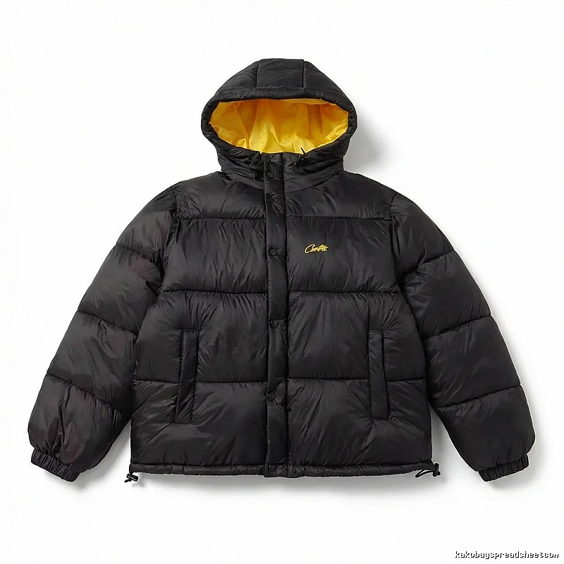 Corteiz black and yellow color - blocking down jacket