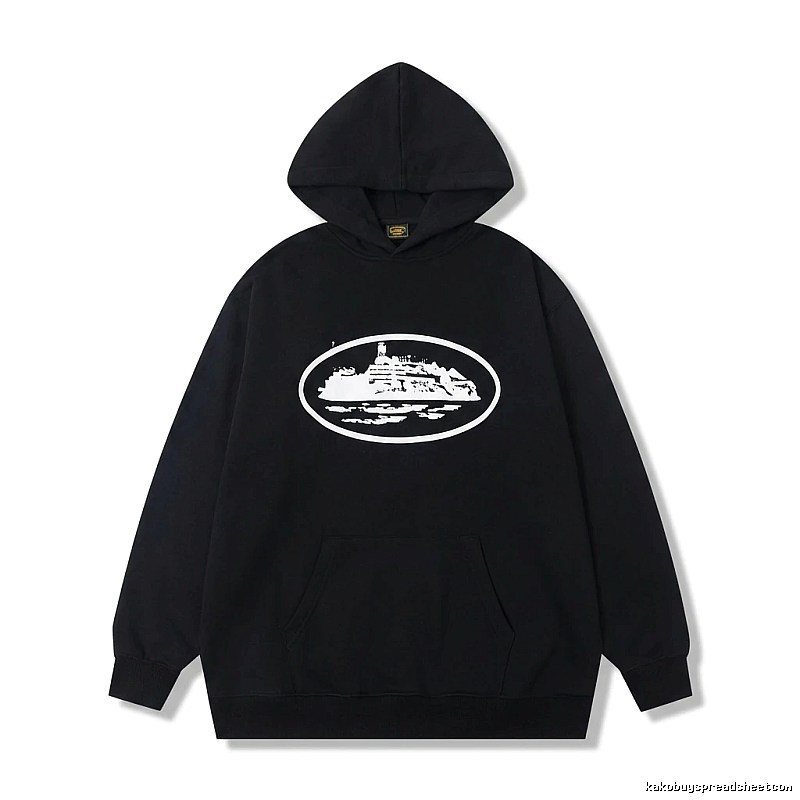 Corteiz black minimalist style hoodie