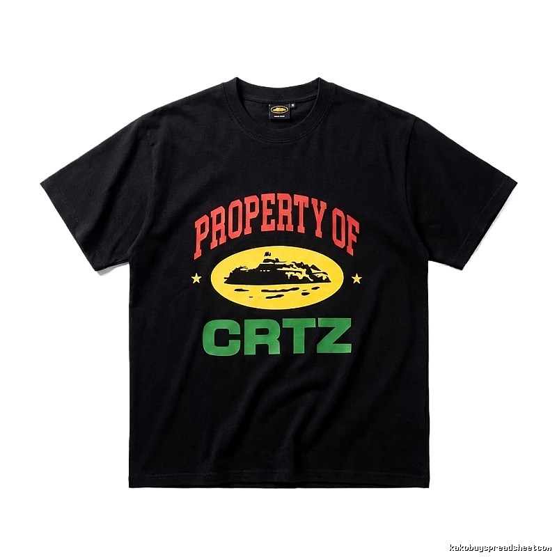 Corteiz Black "PROPERTY OF" Streetwear Short-sleeve Shirt