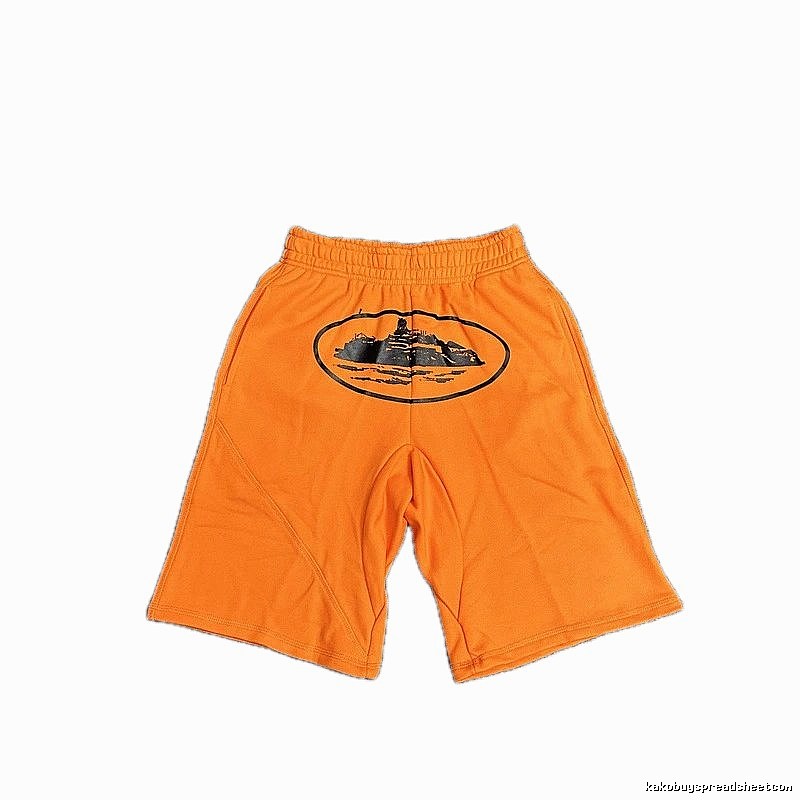 Corteiz Printed Casual Orange Shorts