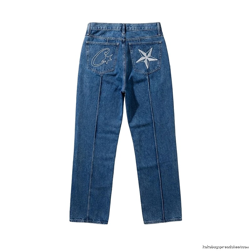 Corteiz Star Embroidery Denim Blue Jeans