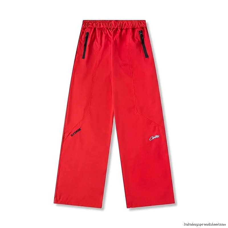 Corteiz workwear-style red long trousers
