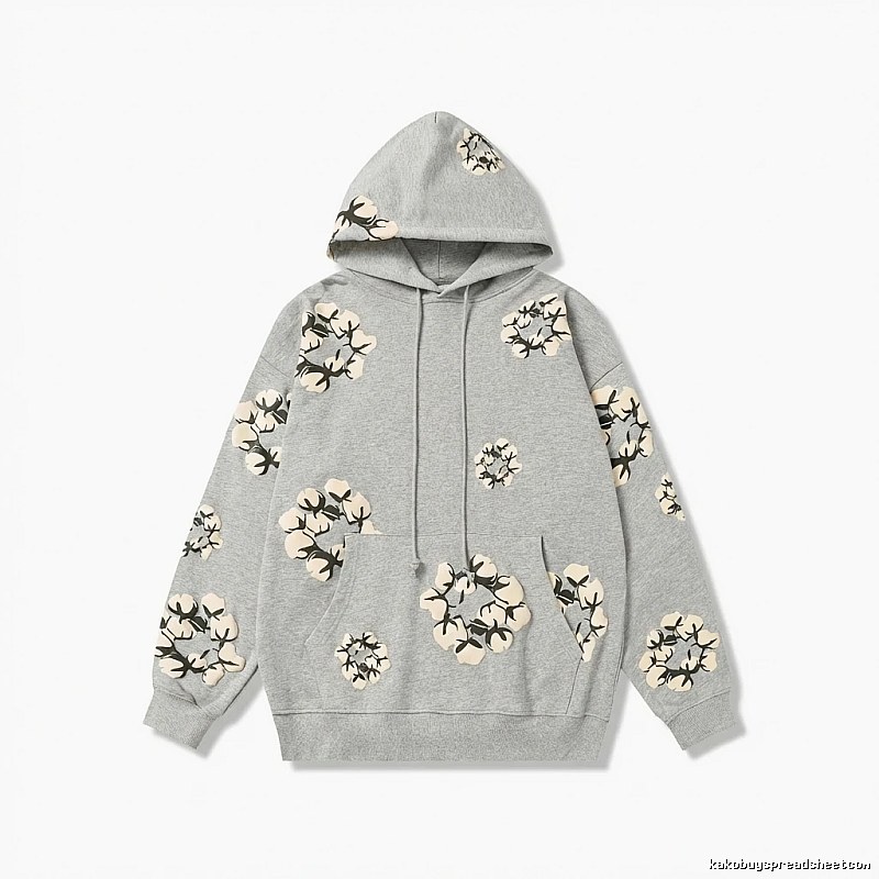 DENIM TEARS Floral Wind Grey Hoodie