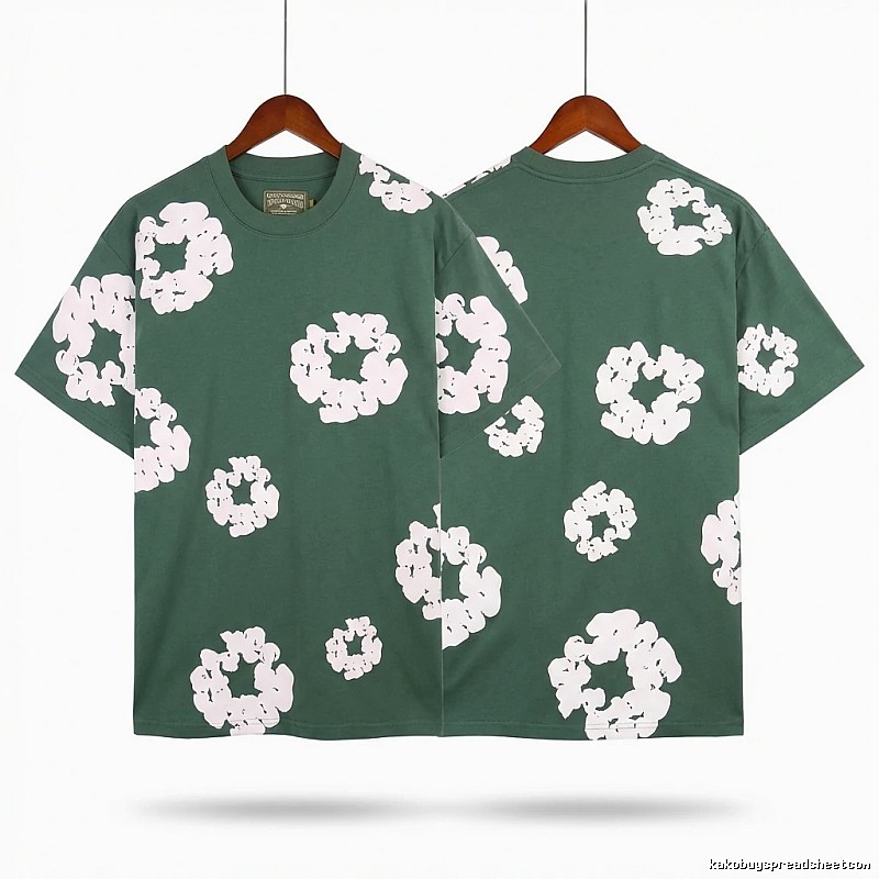 DENIM TEARS retro-style green short-sleeve