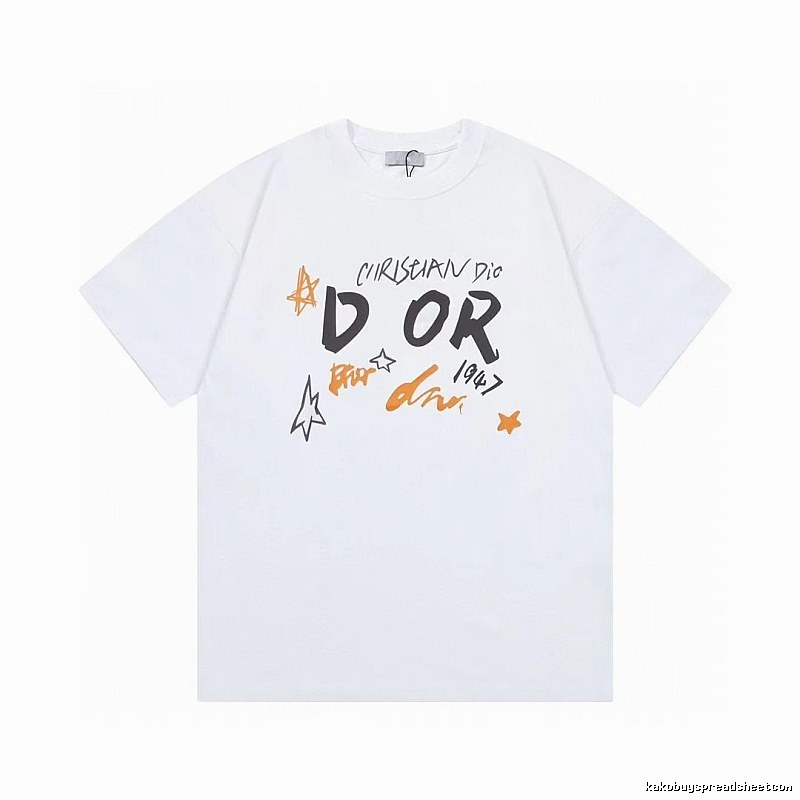 Dior 1947 Trendy Graffiti Style White T-Shirt