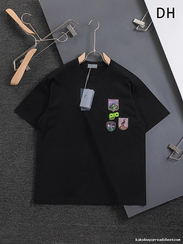 Dior Badge Collection Vintage Style Black Short-sleeve T-shirt
