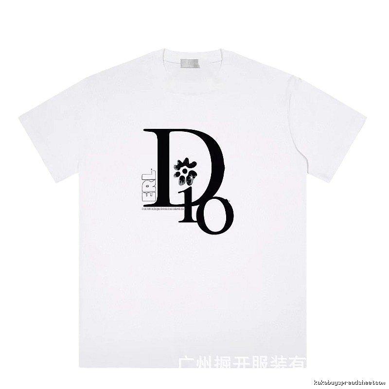 Dior Co-branded Trendy Style Printed White T-Shirt