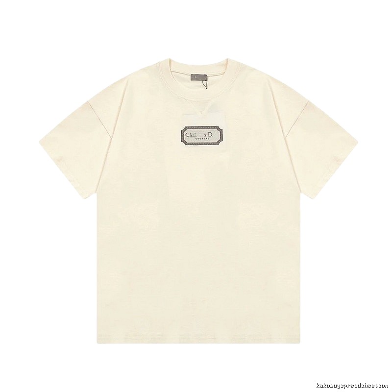 Dior Couture Minimalist Style Off-White Short-sleeve T-shirt