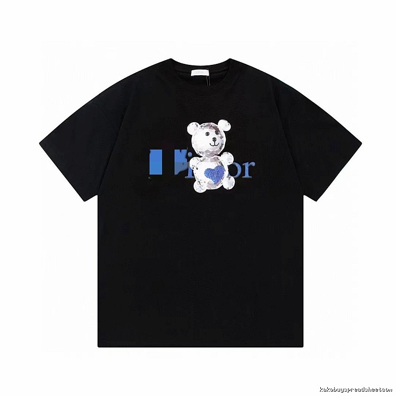 Dior Crystal Bear Cool & Trendy Style Black Short-sleeve T-shirt