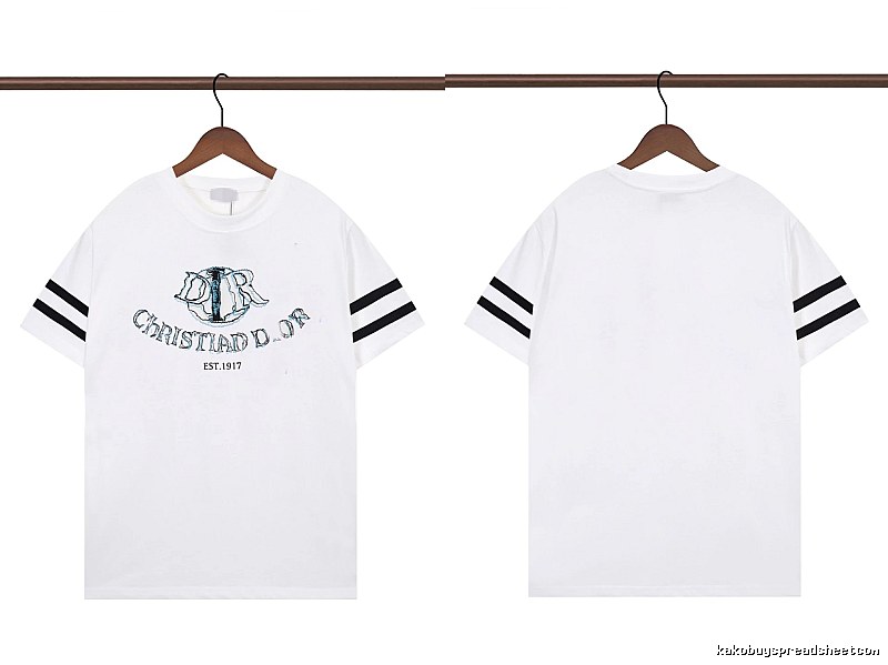 Dior Embroidered Collection Vintage Style White Short-sleeve T-shirt