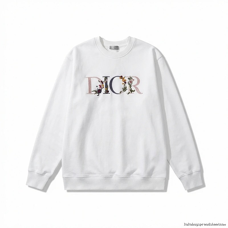 Dior floral embroidery style white sweatshirt