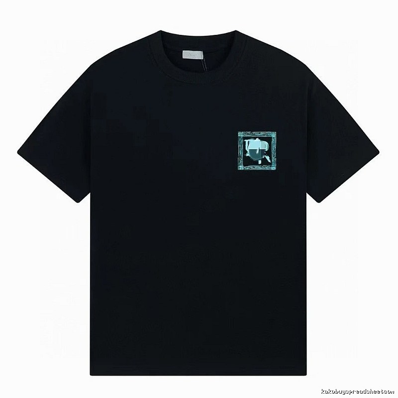 Dior Frame Print Trendy Style Black Short-sleeve T-shirt