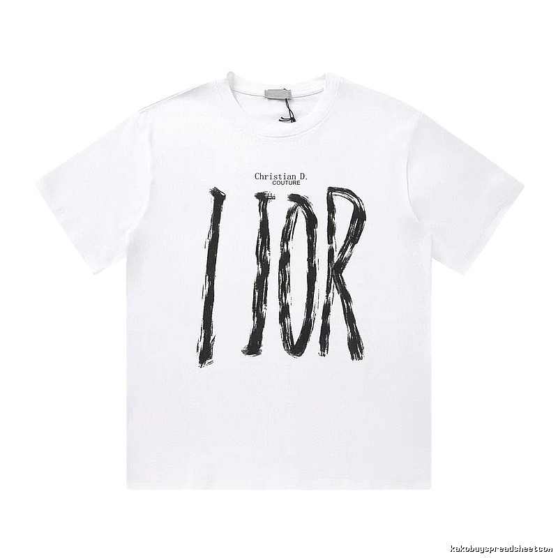 Dior Haute Couture Graffiti Casual Style White T-Shirt