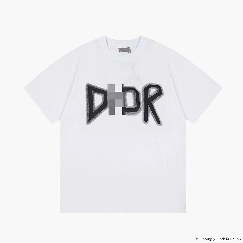 Dior Letter Print Trendy Style White T-Shirt