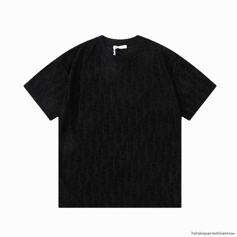 Dior Monogram All-over Print Light Luxury Style Black T-Shirt