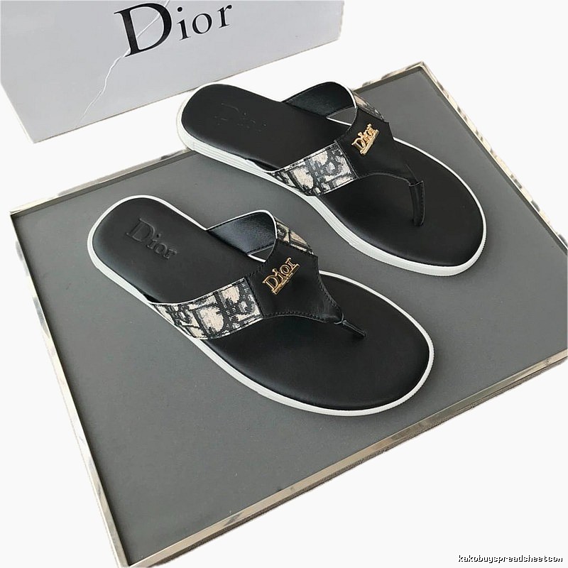 Dior Monogram Light Luxury Style Black and White Colorblock Flip-Flops