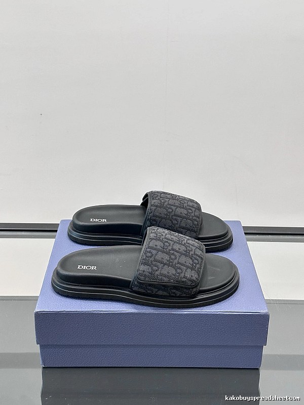 Dior Monogram Light Luxury Style Black Slide Sandals
