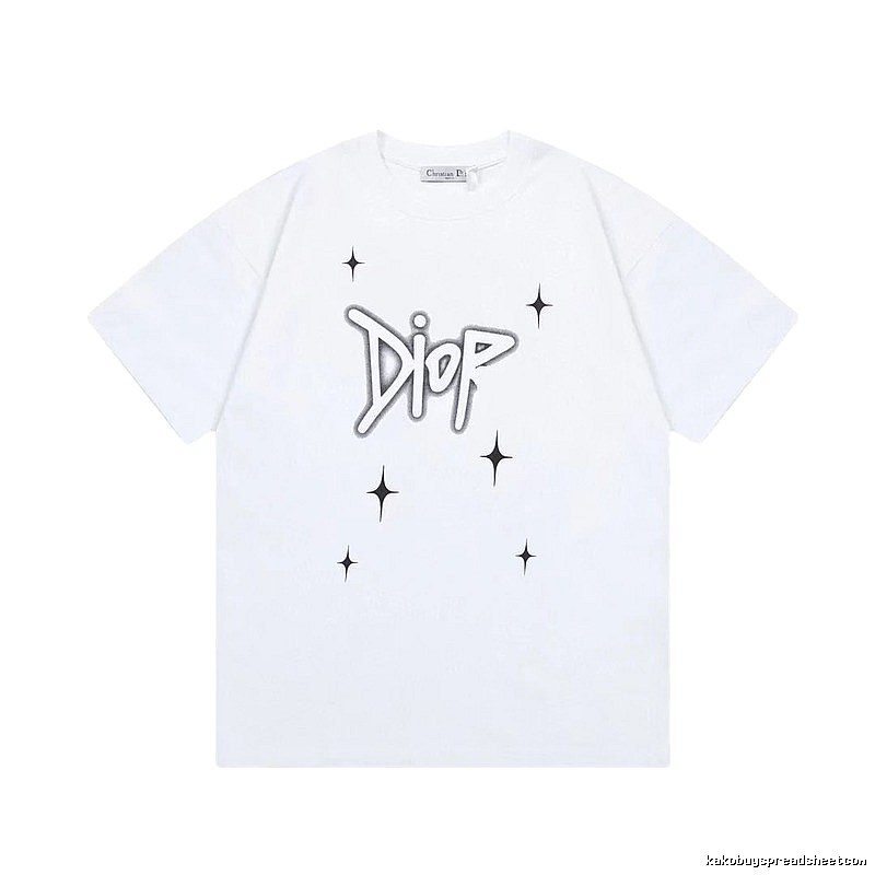 Dior Starburst Graffiti Street Style White Short-sleeve T-shirt