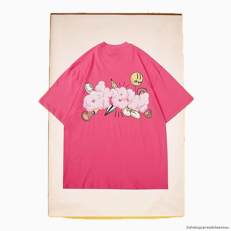 DREW Cloud Print Street Style Pink T-Shirt