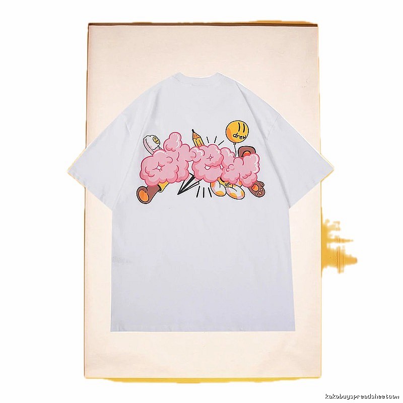 DREW Cloud Print Street Style White Short-sleeve T-shirt