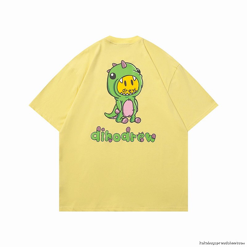 DREW Dinosaur Print Street Style Yellow Short-sleeve T-shirt