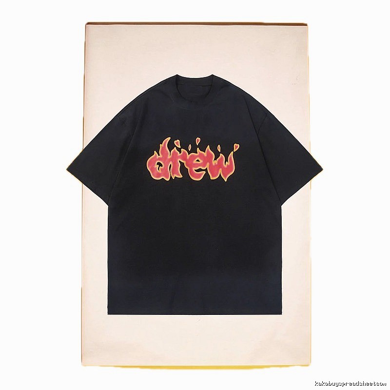 DREW Flame Heart Street Style Black T-shirt