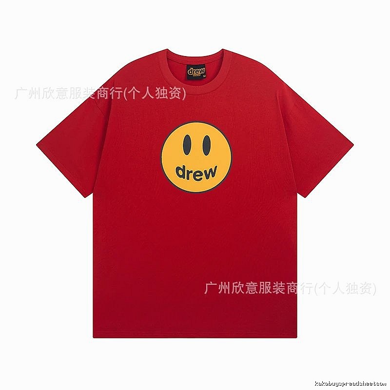 DREW Smiley American Street Style Red Short Sleeve T-Shirt