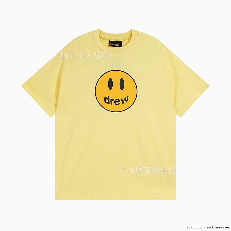 DREW Smiley Face Series Street Style Light Yellow T-shirt
