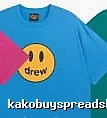 DREW Smiley Face Street Style Blue Short Sleeve T-Shirt