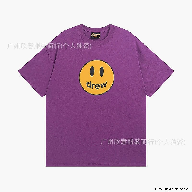 DREW Smiley Face Street Style Purple Short Sleeve T-shirt