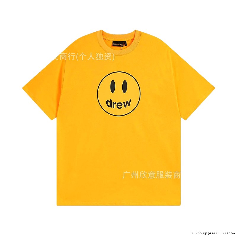 DREW Smiley Face Street Style Yellow Short Sleeve T-shirt