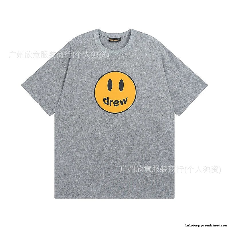 DREW Smiley Series Street Style Gray T-shirt
