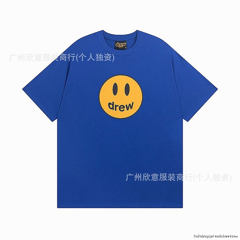 DREW Smiley Street Style Klein Blue Short Sleeve T-shirt