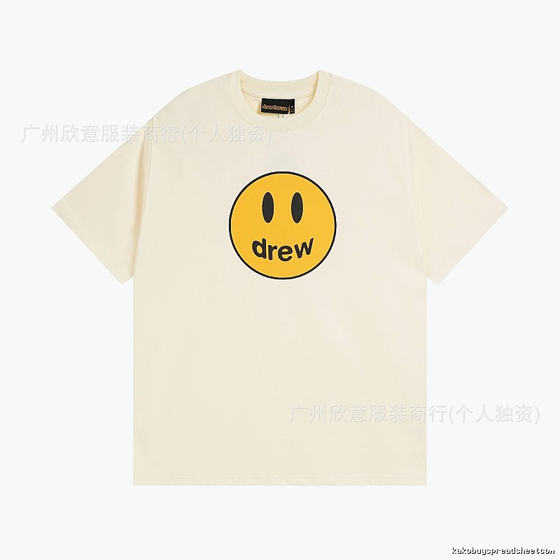 DREW Smiley Street Style Off-white Short Sleeve T-Shirt