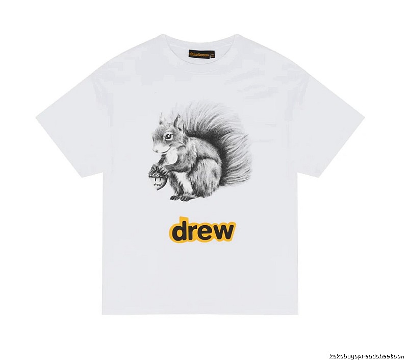 DREW Squirrel Print Street Style White T-Shirt