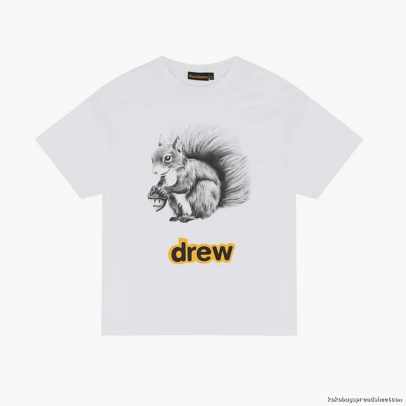 DREW Squirrel Print Street Style White T-shirt