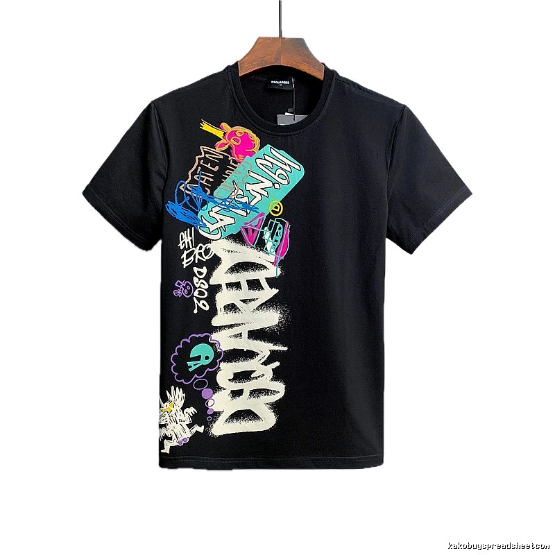 DSQ Graffiti Street Style Black Short-sleeve T-shirt