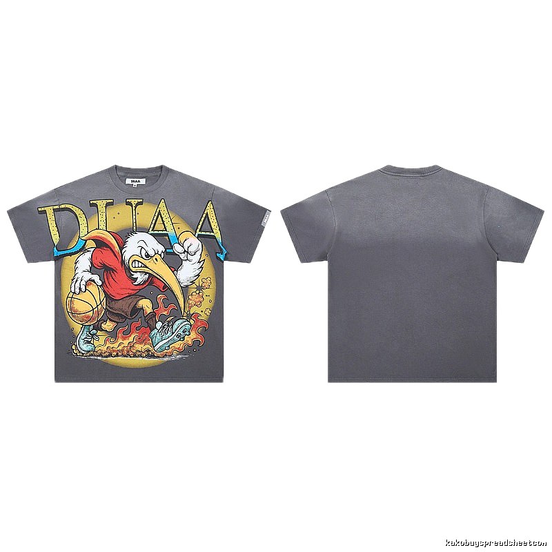 DUAA Basketball Print American Trendy Style Dark Grey T-Shirt