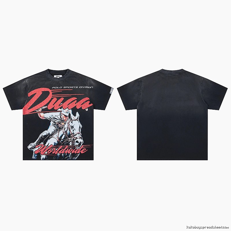 DUAA Vintage Style Black Polo T-Shirt