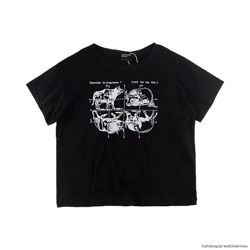 ERD Bull Print Street Style Black Short Sleeve T-shirt