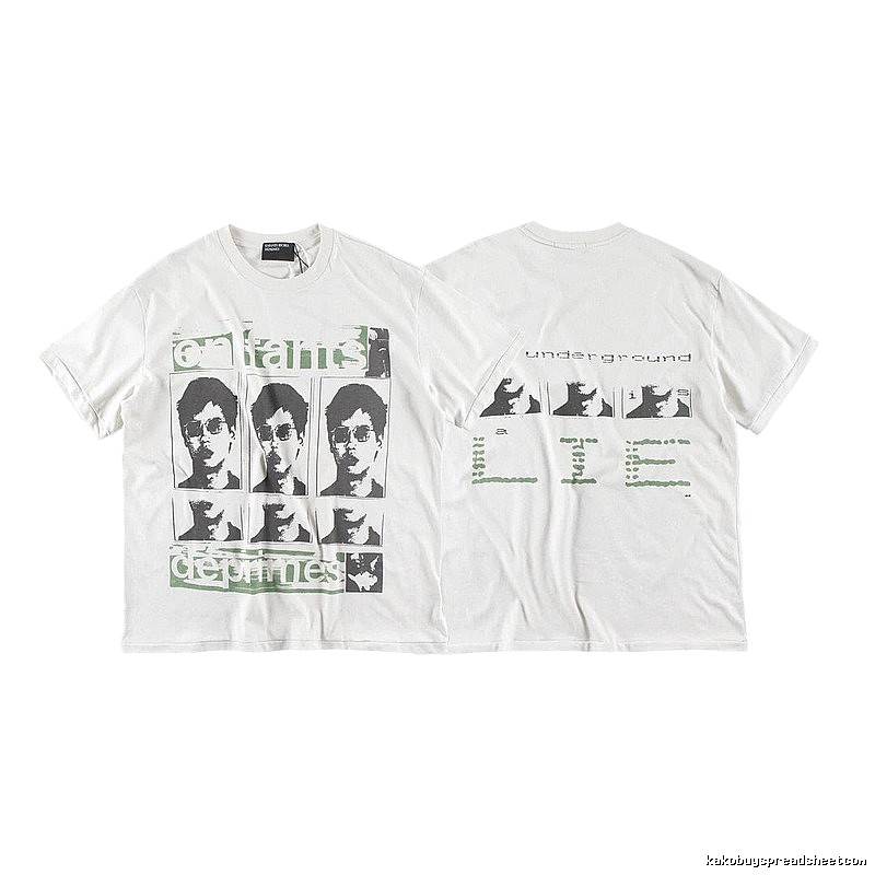 ERD GRJKD Portrait Print Vintage Off-white T-Shirt