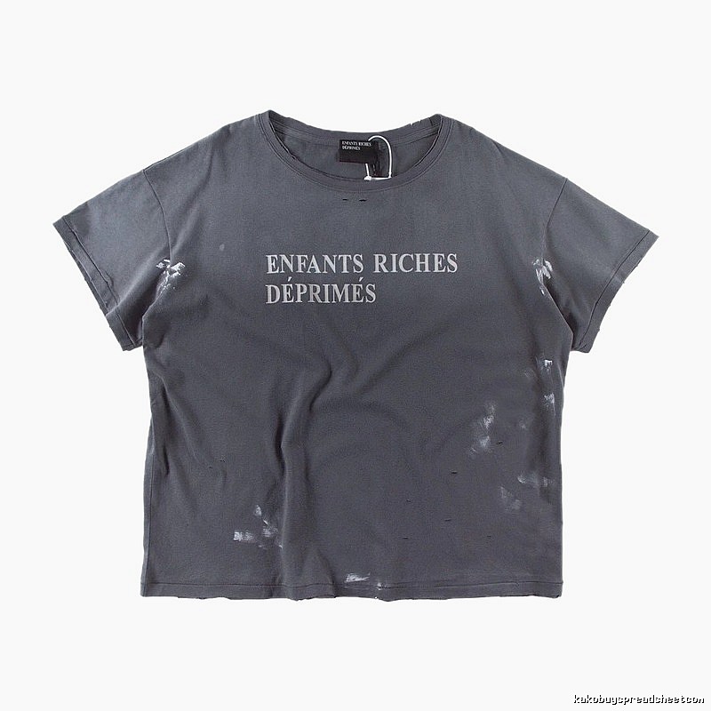 ERD Ink-splatter Distressed Vintage Style Gray Short Sleeve T-shirt