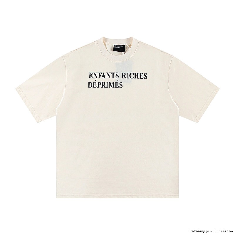 ERD Letter Print Minimalist Style Off-white Short-sleeve T-shirt