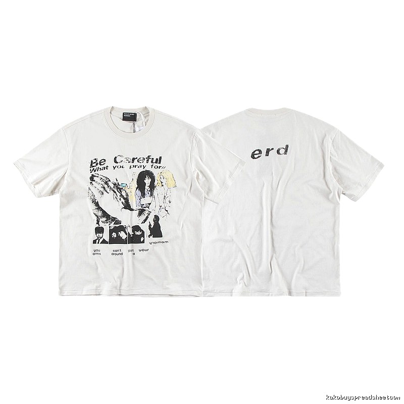 ERD Vintage Portrait Print Off-white Short-sleeved T-Shirt