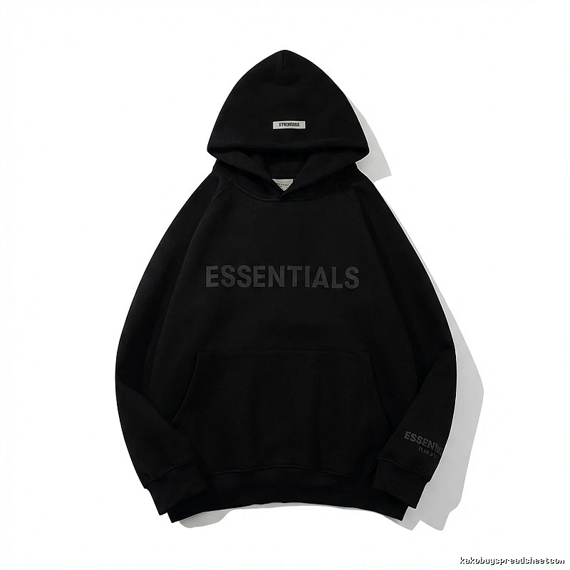ESSENTIALS minimalist style black hoodie