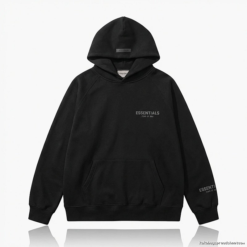 ESSENTIALS minimalist style black hoodie