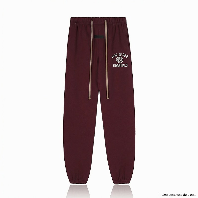 ESSENTIALS Trendy Casual Wine Red Sweatpants