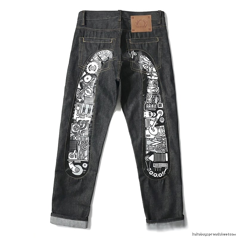 EVISU Mechanical Style Black Jeans