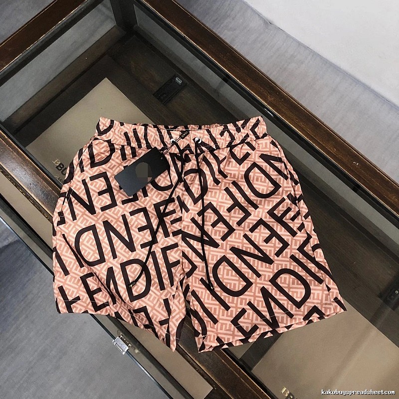 Fendi All-over Monogram Print Casual Pink-Brown Shorts