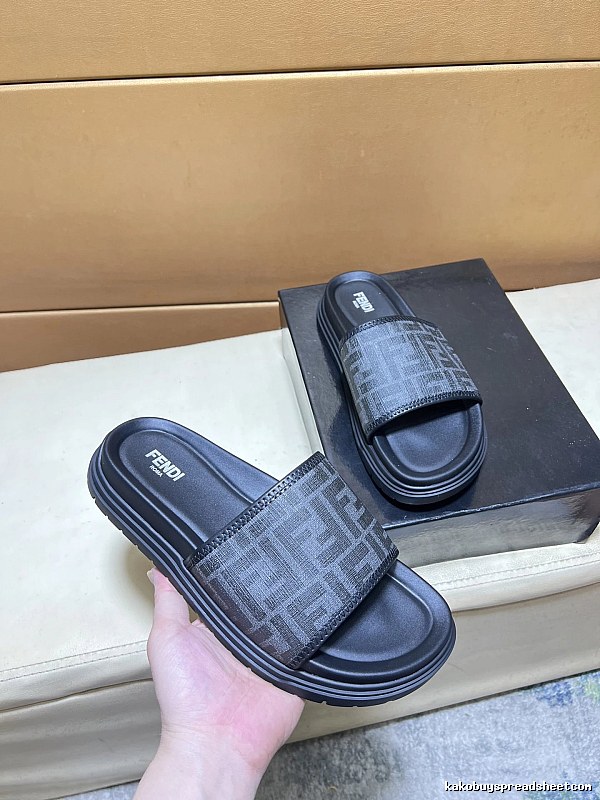 Fendi FF Monogram Casual Black Slide Sandals